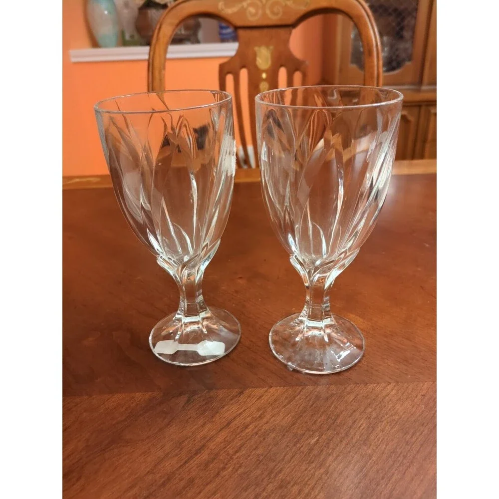 Mikasa Impression Swirl Optic Crystal Drinking Glasses Set 2 Glasses 7.5